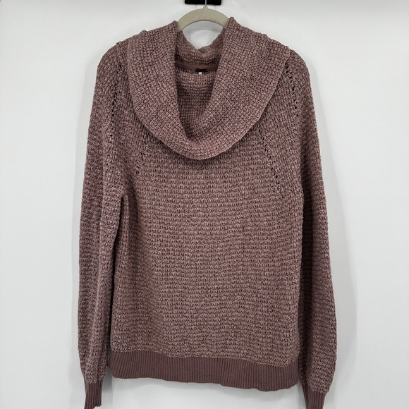 Free People Sweaters - Free People Textured Cowl Neck Sweater Mauve Metallic Knit‎ Pullover Size Small